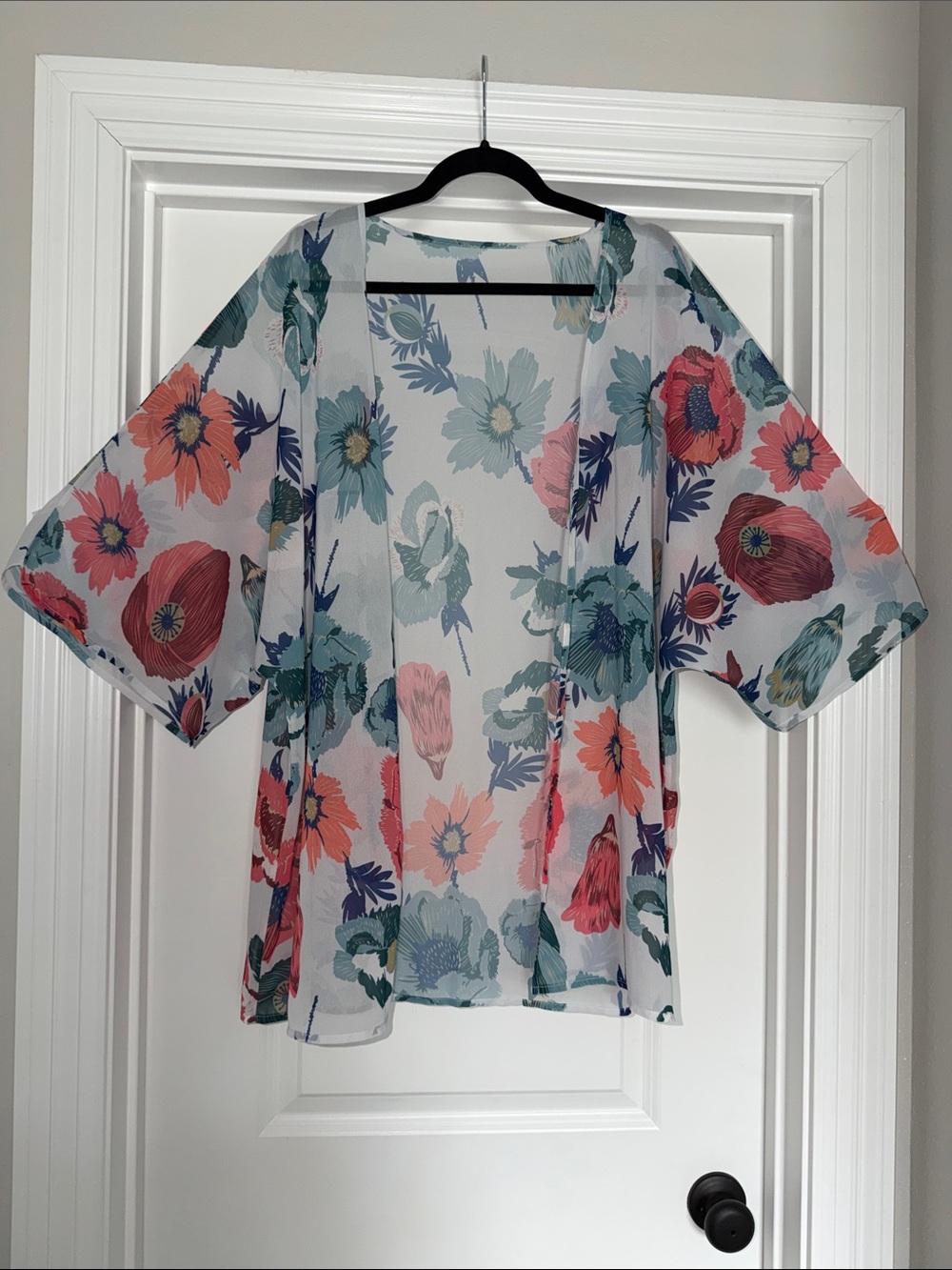Floral Sheer Kimono Cover-Up - Lightweight Layer